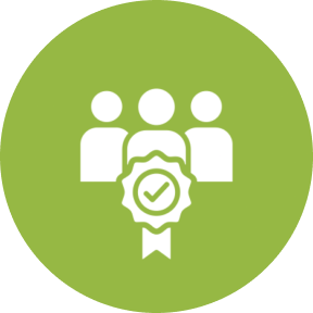 Group icon with a certification badge.