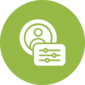 User settings icon on green background.